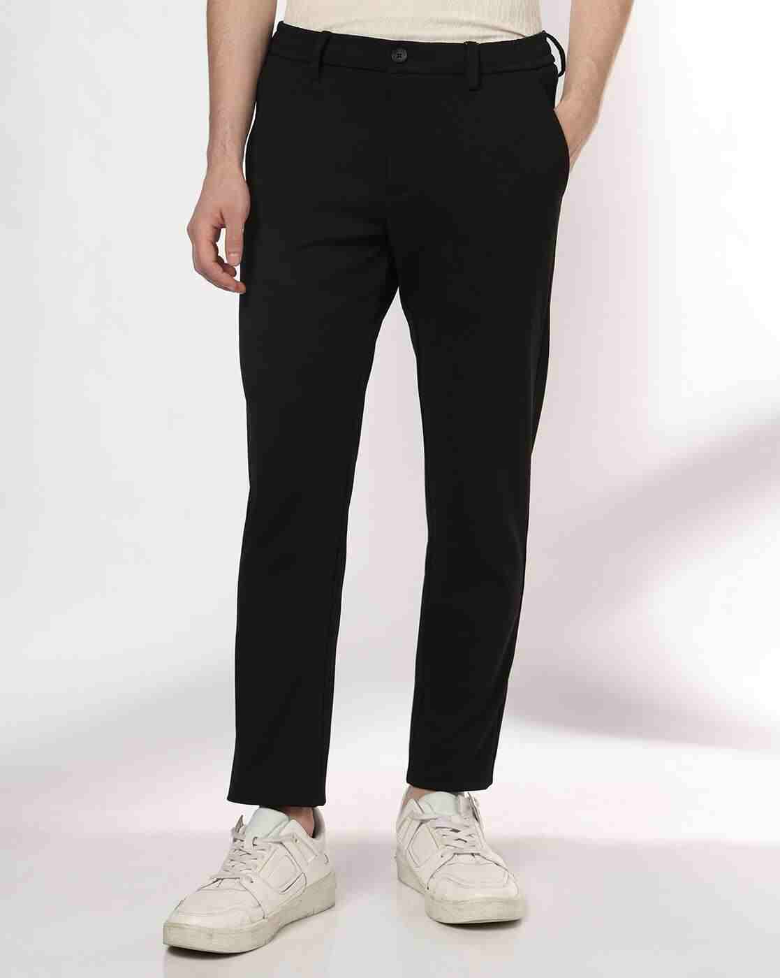 Men Slim Fit Flat-Front Trousers