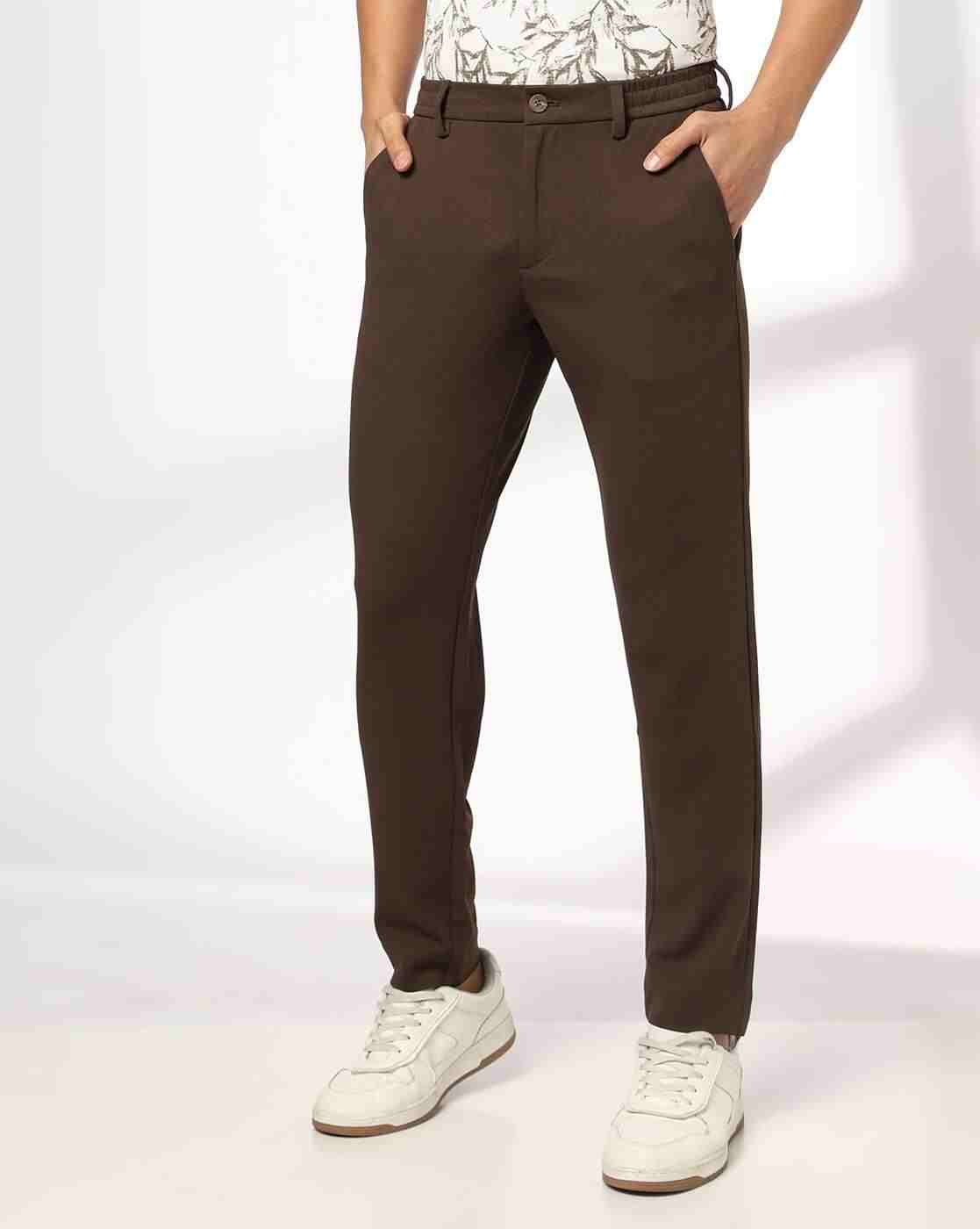 Men Slim Fit Flat-Front Trousers