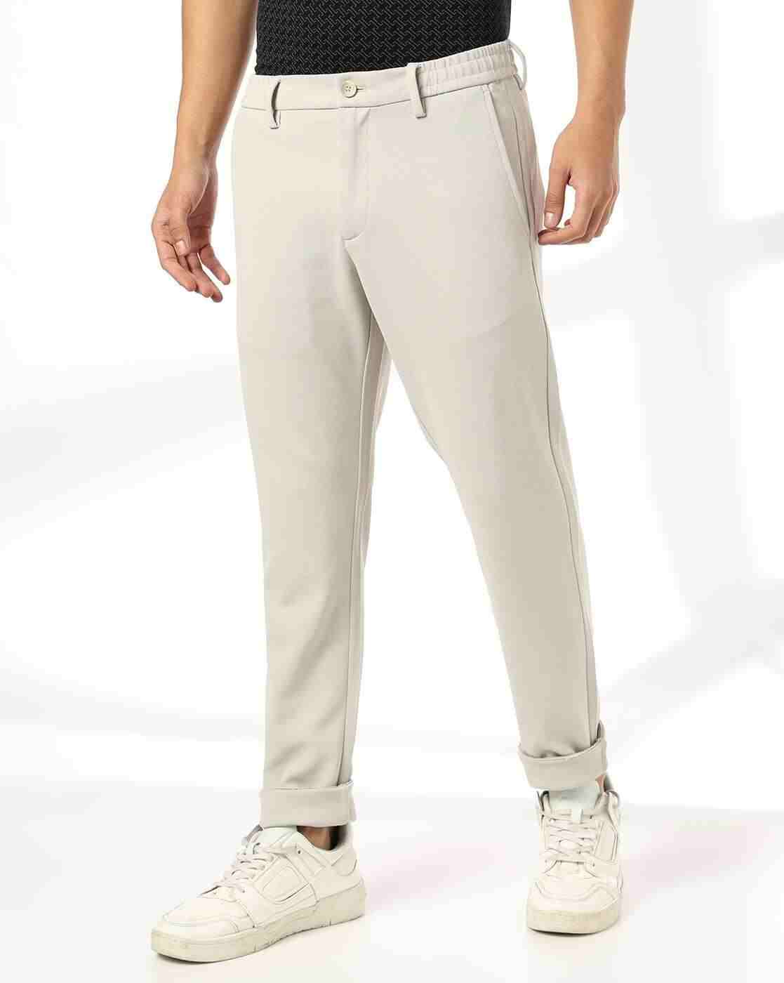 Men Slim Fit Flat-Front Trousers