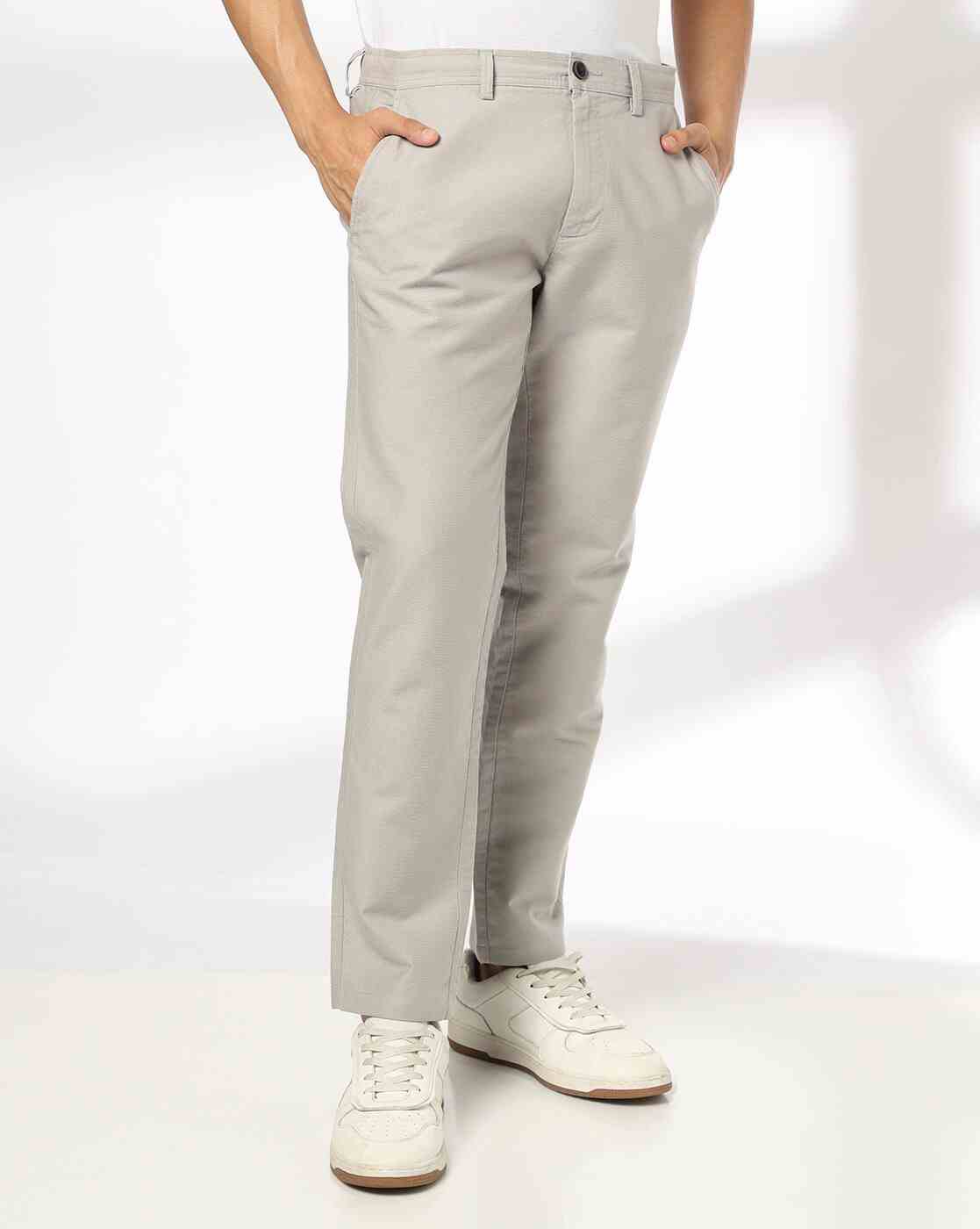 Men Slim Fit Flat-Front Chinos