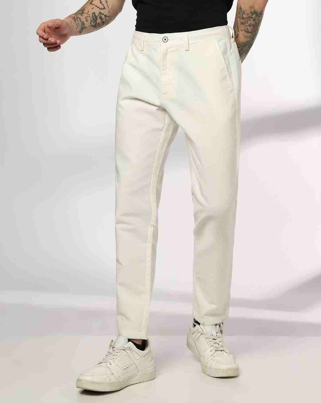 Men Slim Fit Flat-Front Trousers