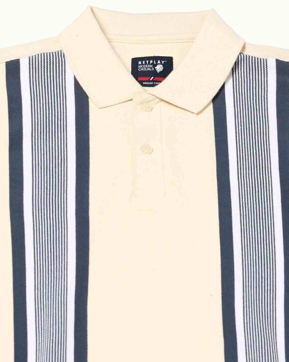 NETPLAY | Men Striped Slim Fit Polo T-Shirt|5