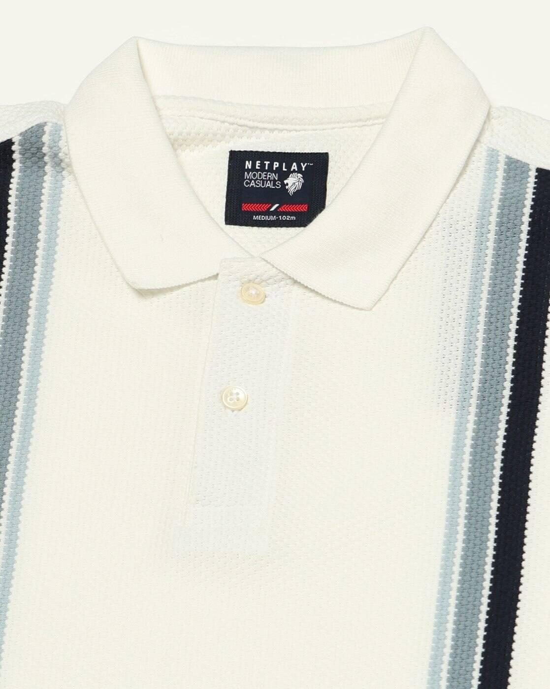 NETPLAY | Men Striped Slim Fit Polo T-Shirt|4