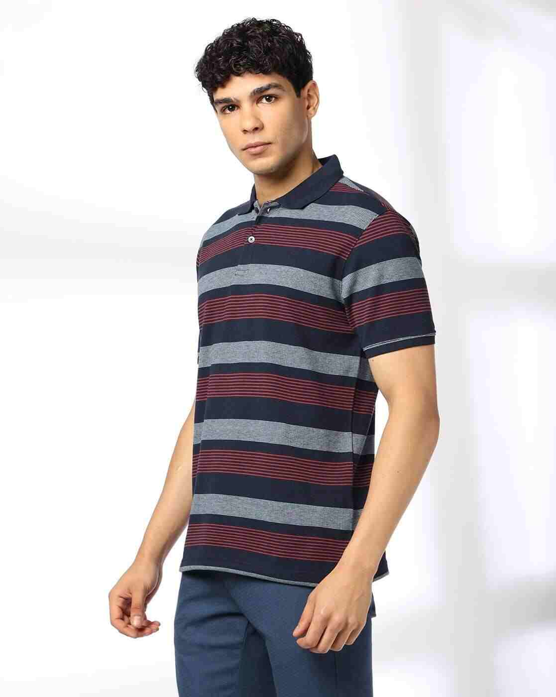 NETPLAY | Men Striped Slim Fit Polo T-Shirt|1