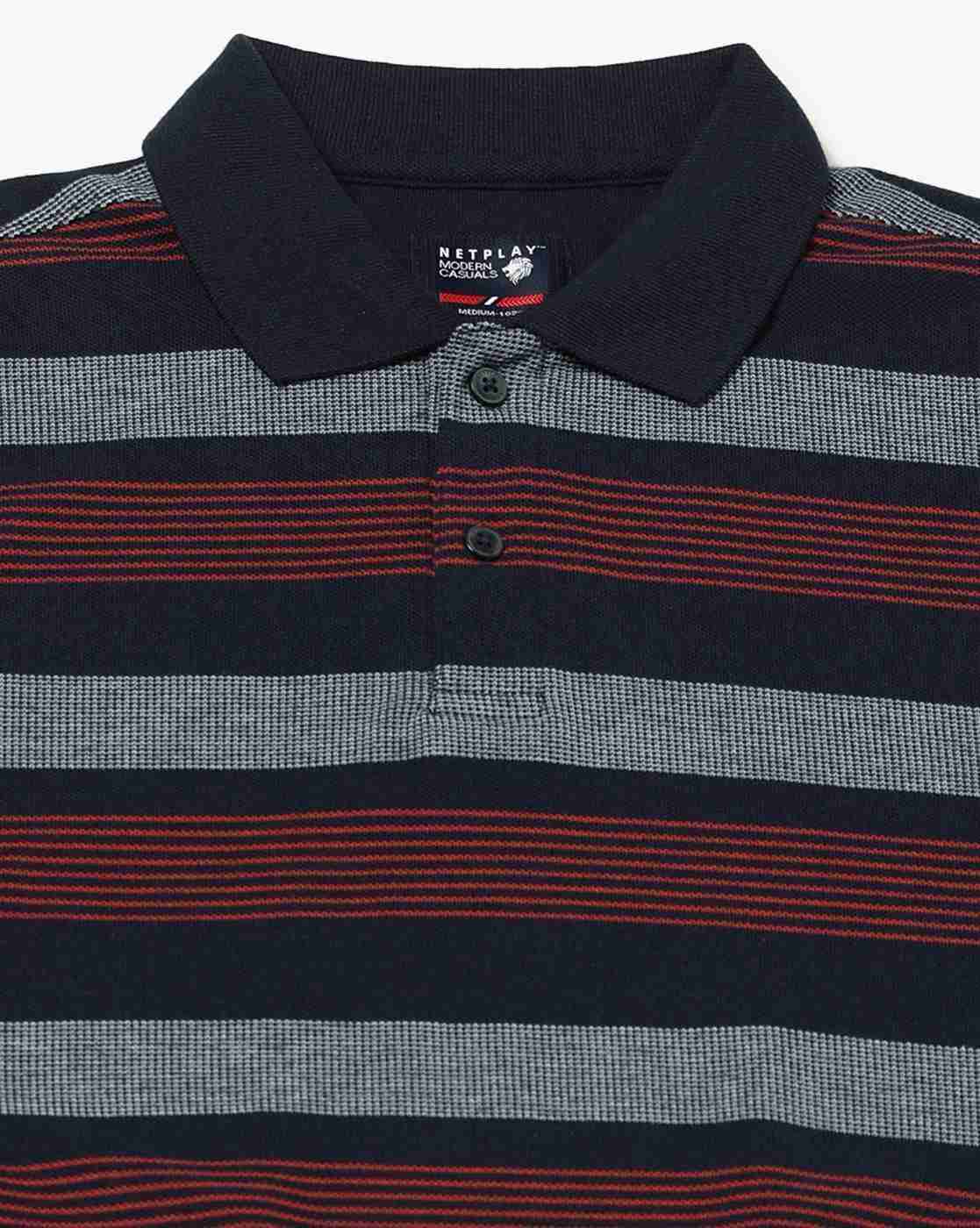 NETPLAY | Men Striped Slim Fit Polo T-Shirt|4