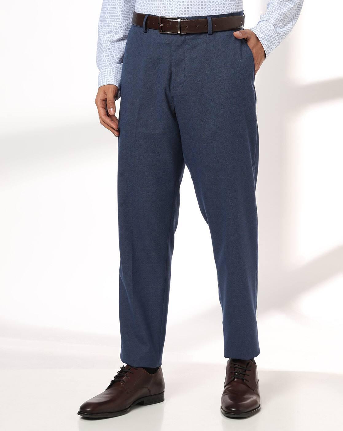 NETPLAY | Men Checked Slim Fit Flat-Front Trousers|0