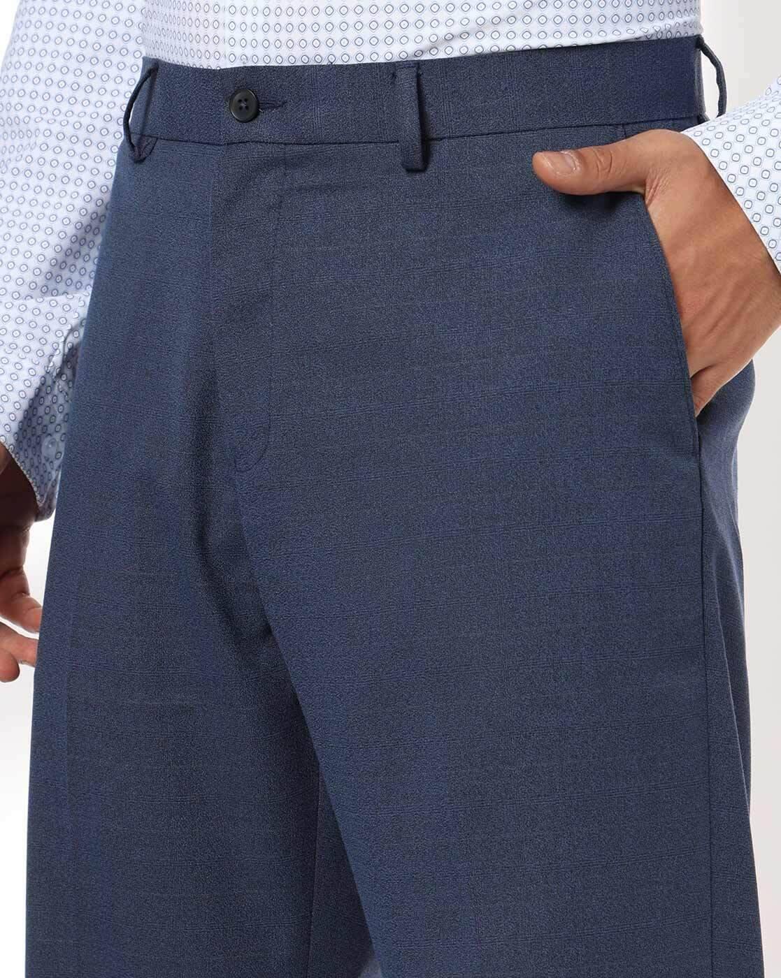 NETPLAY | Men Checked Slim Fit Flat-Front Trousers|3