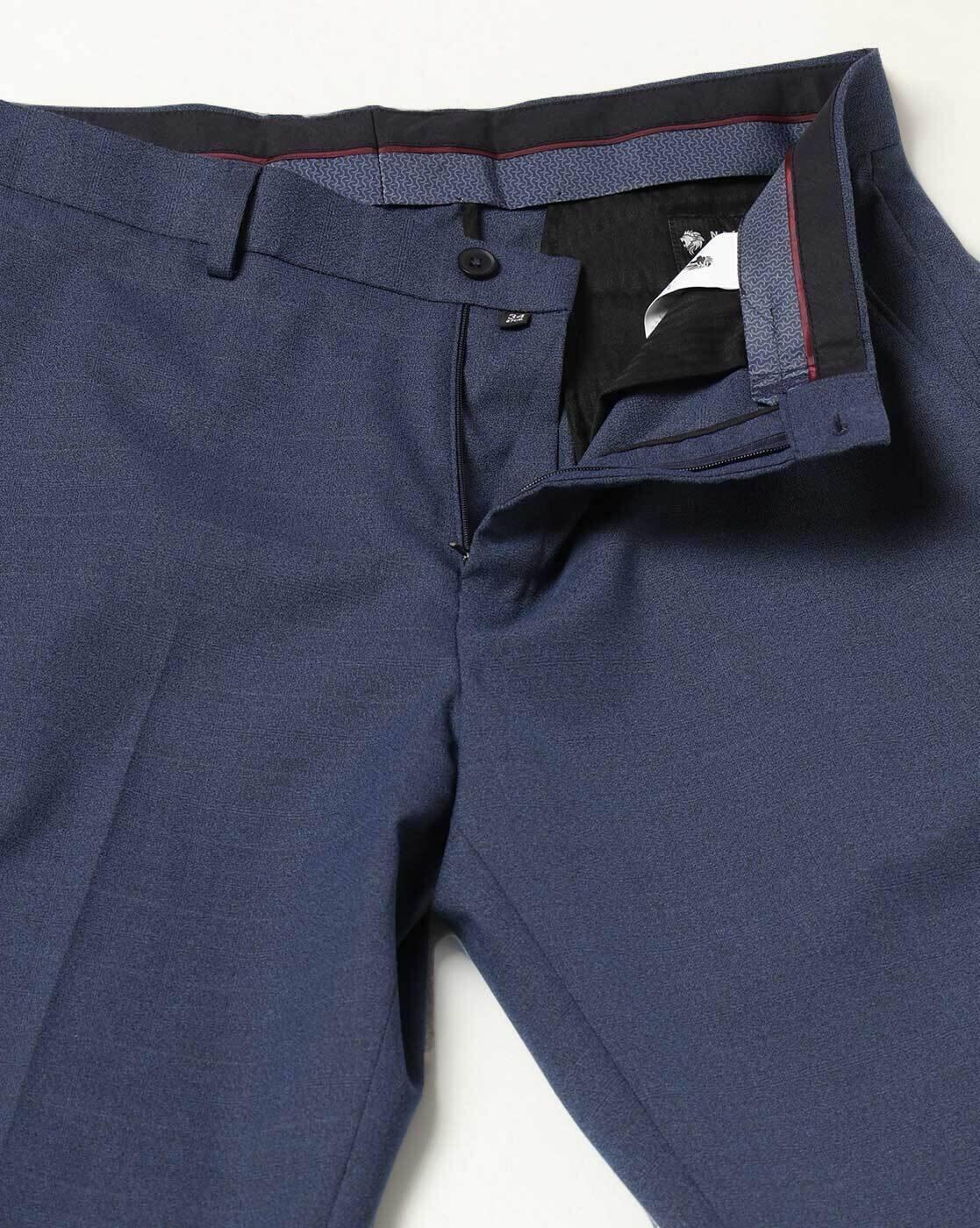 NETPLAY | Men Checked Slim Fit Flat-Front Trousers|4