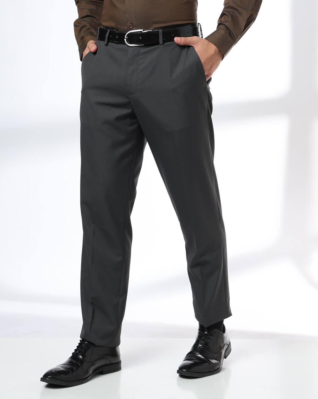 NETPLAY | Men Checked Slim Fit Flat-Front Trousers|0