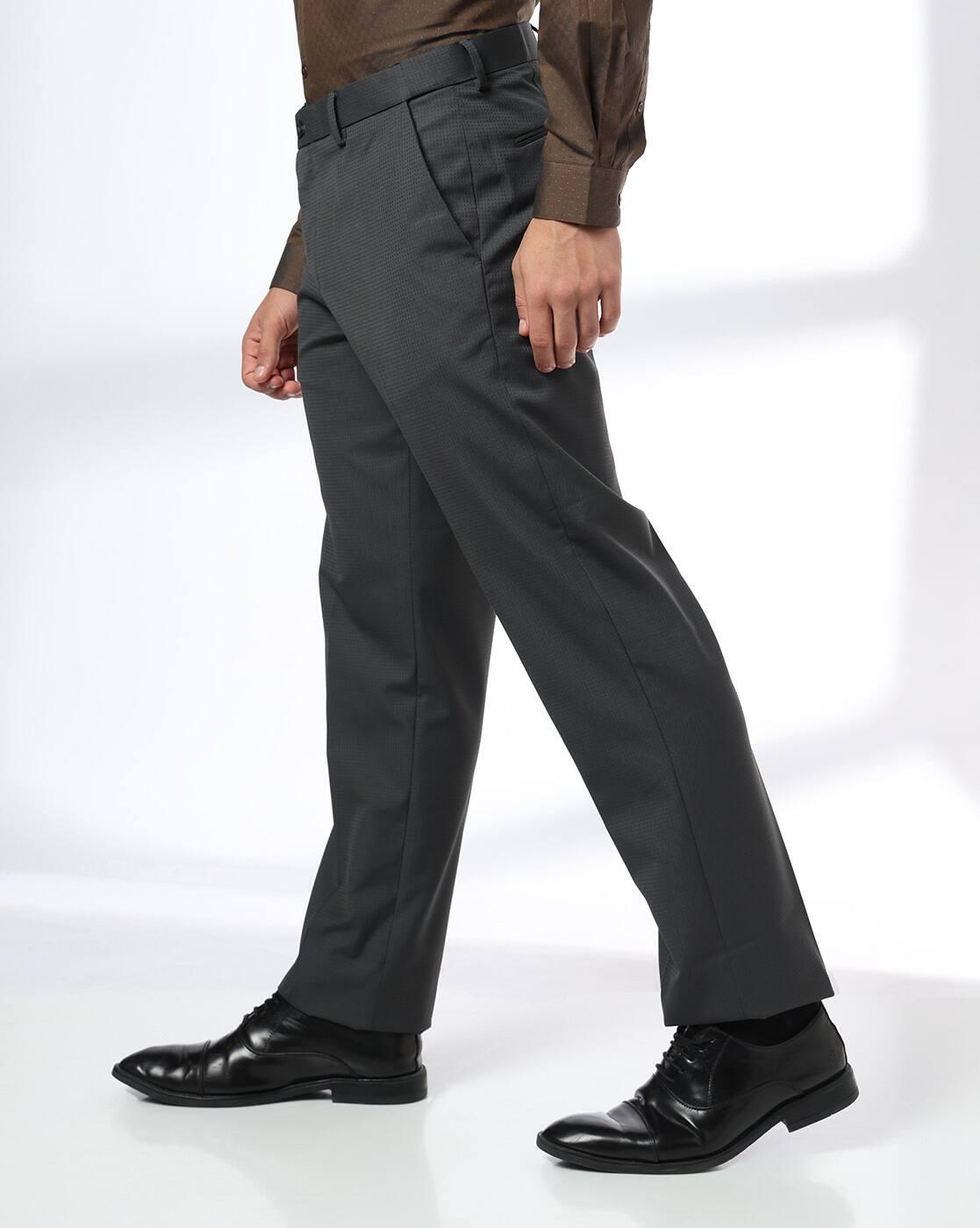 NETPLAY | Men Checked Slim Fit Flat-Front Trousers|1
