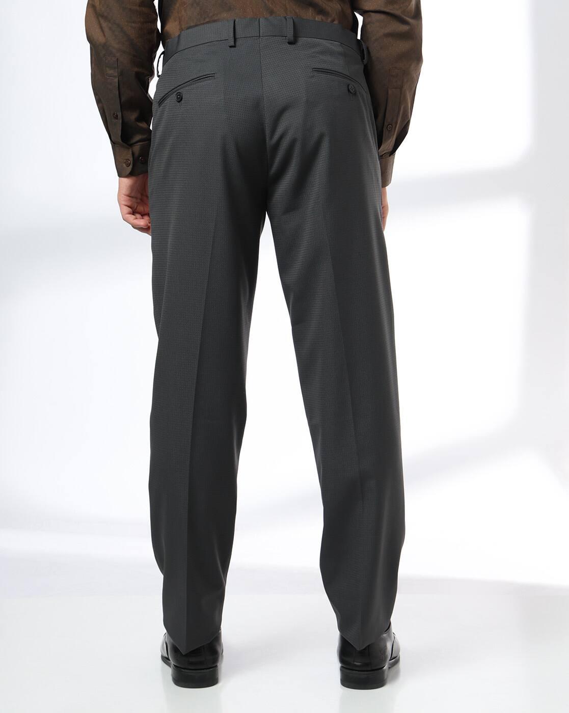 NETPLAY | Men Checked Slim Fit Flat-Front Trousers|2