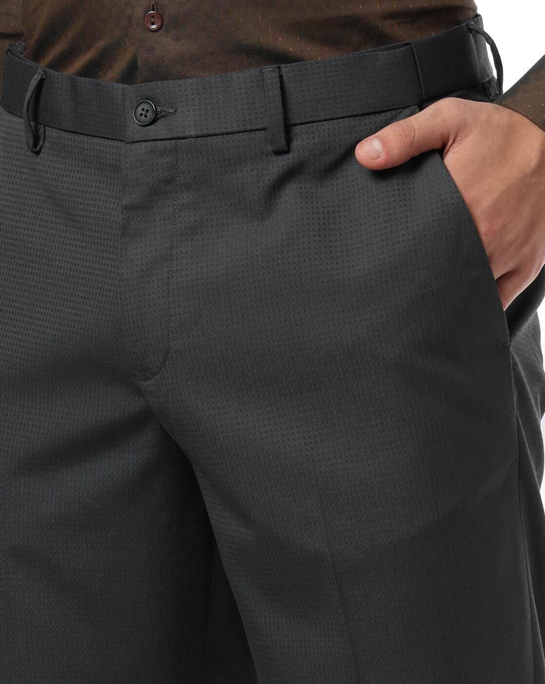 NETPLAY | Men Checked Slim Fit Flat-Front Trousers|3