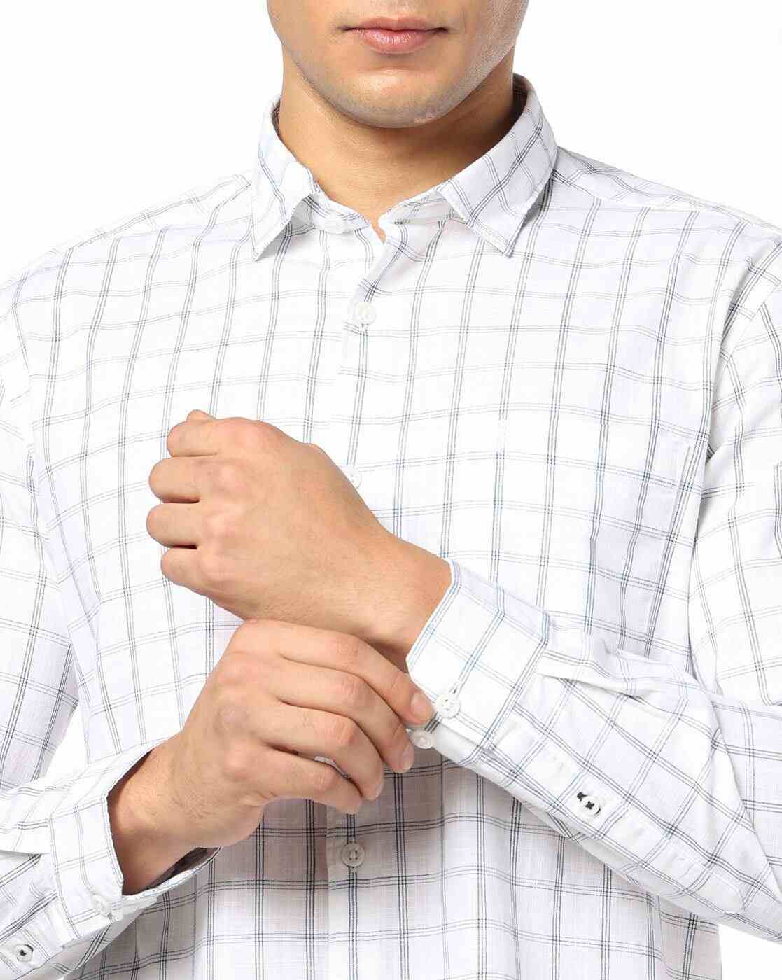 NETPLAY | Men Checked Slim Fit Cotton Shirt|4