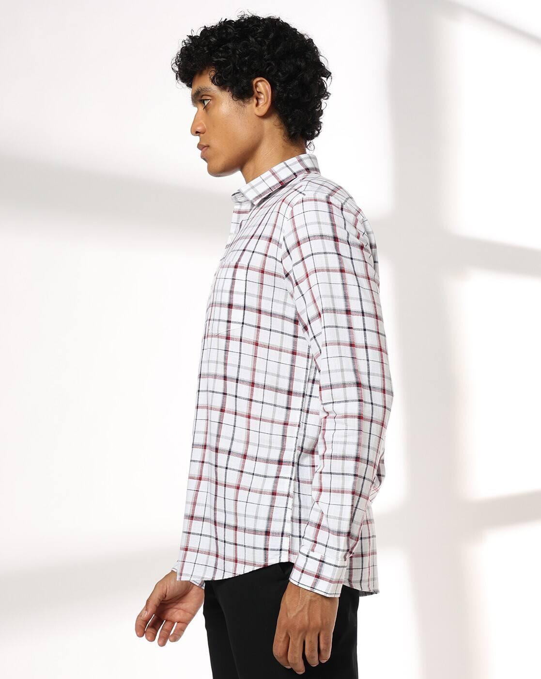 NETPLAY | Men Checked Slim Fit Shirt with Patch Pocket|1