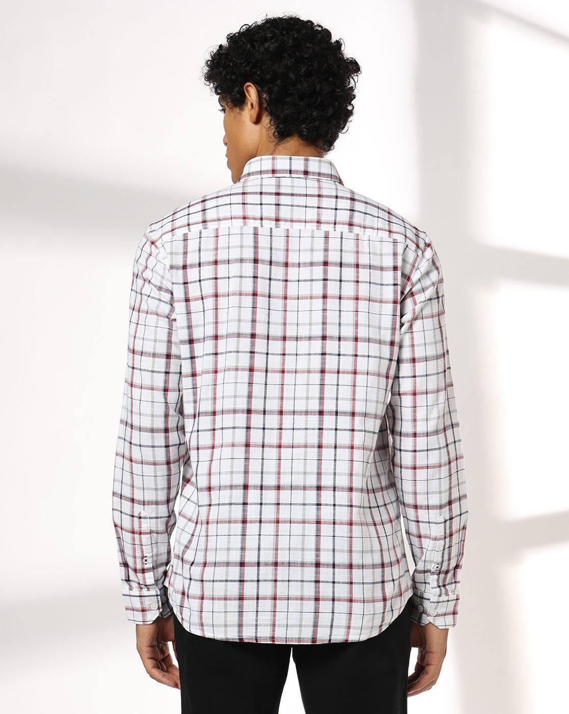 NETPLAY | Men Checked Slim Fit Shirt with Patch Pocket|2