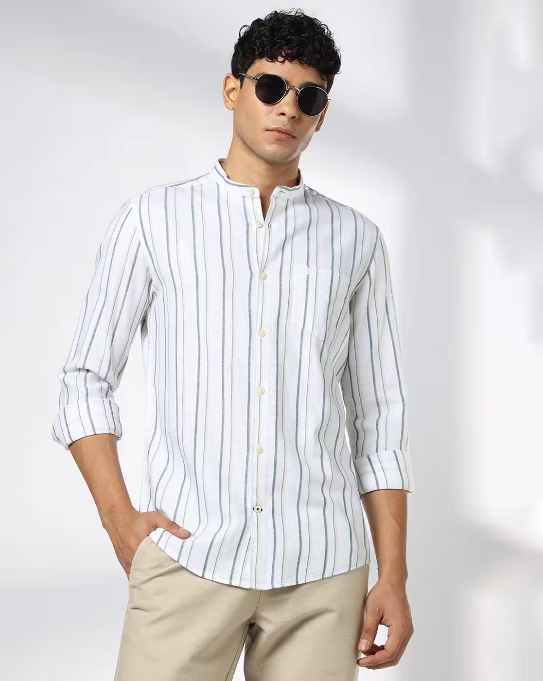 NETPLAY | Men Stripes Slim Fit Classic Shirt|0