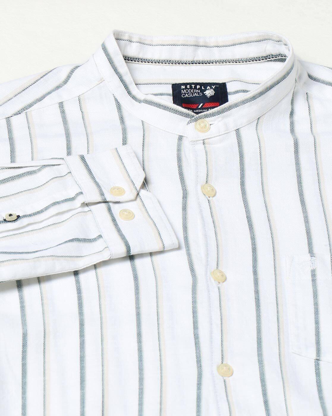 NETPLAY | Men Stripes Slim Fit Classic Shirt|4