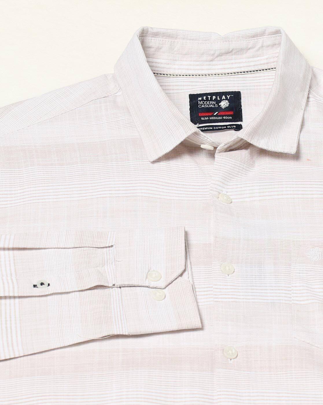 NETPLAY | Men Striped Slim Fit Full Sleeve Shirt|5