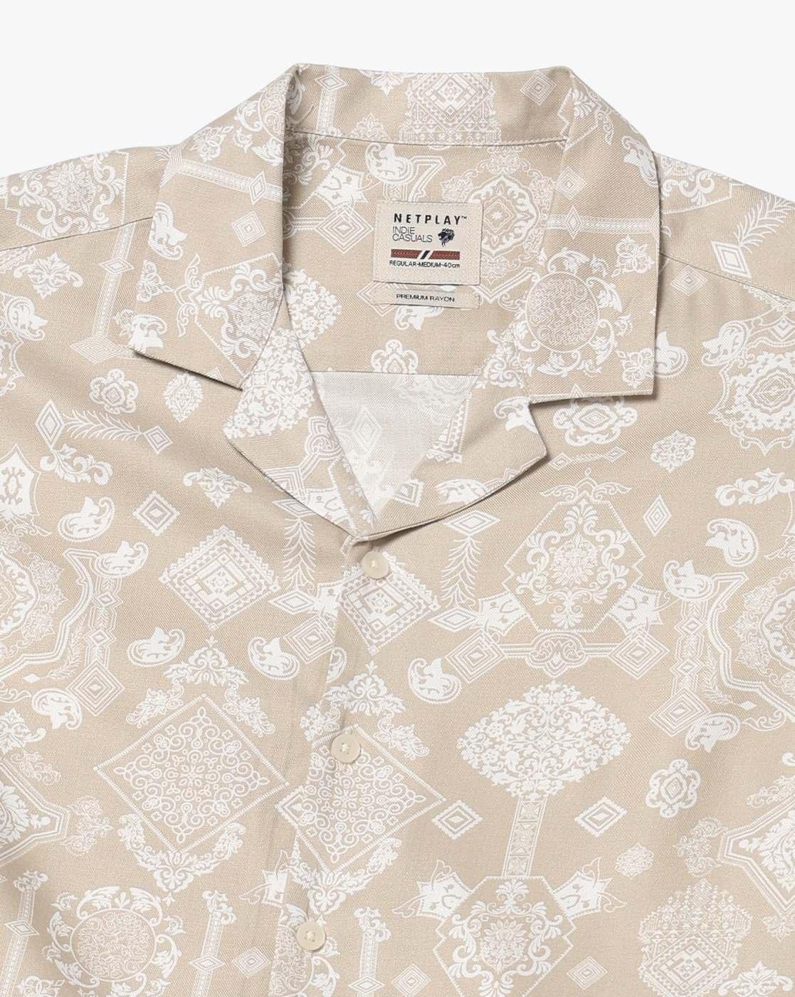NETPLAY | Men Printed Slim Fit Half Sleeve  Shirt|5