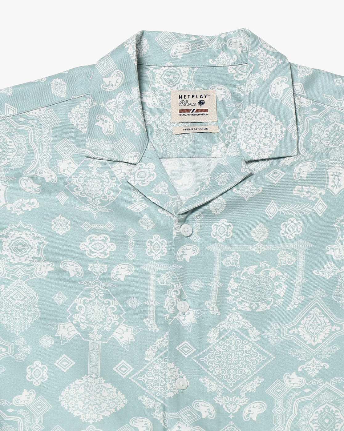 NETPLAY | Men Printed Slim Fit Half Sleeve  Shirt|5