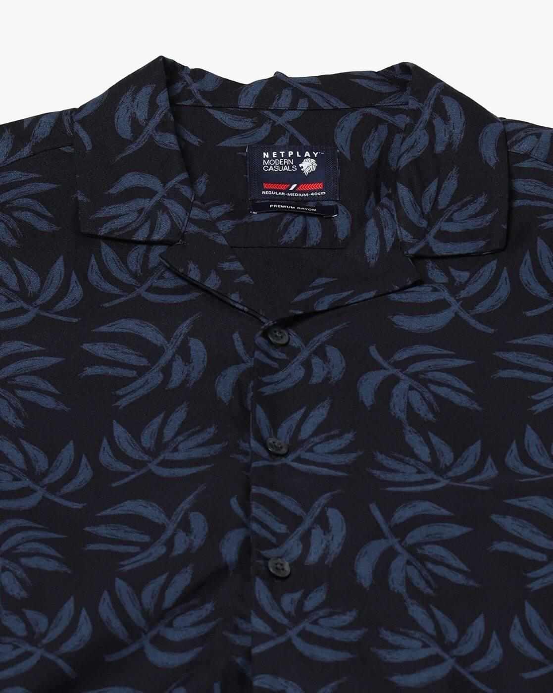NETPLAY | Men Leaf Print Regular Fit Shirt|5