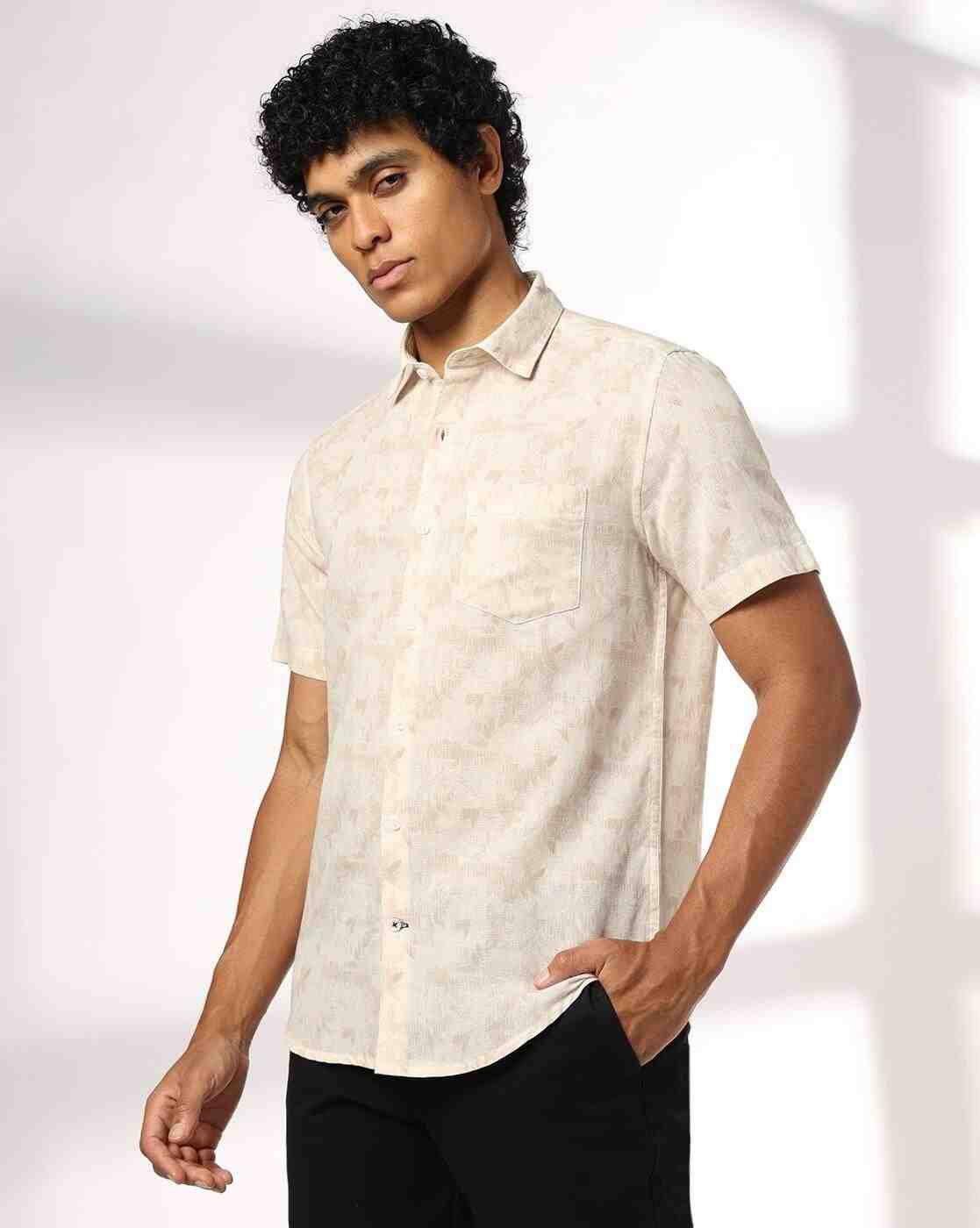 NETPLAY | Men Floral Print Slim Fit Shirt with Patch Pocket|0