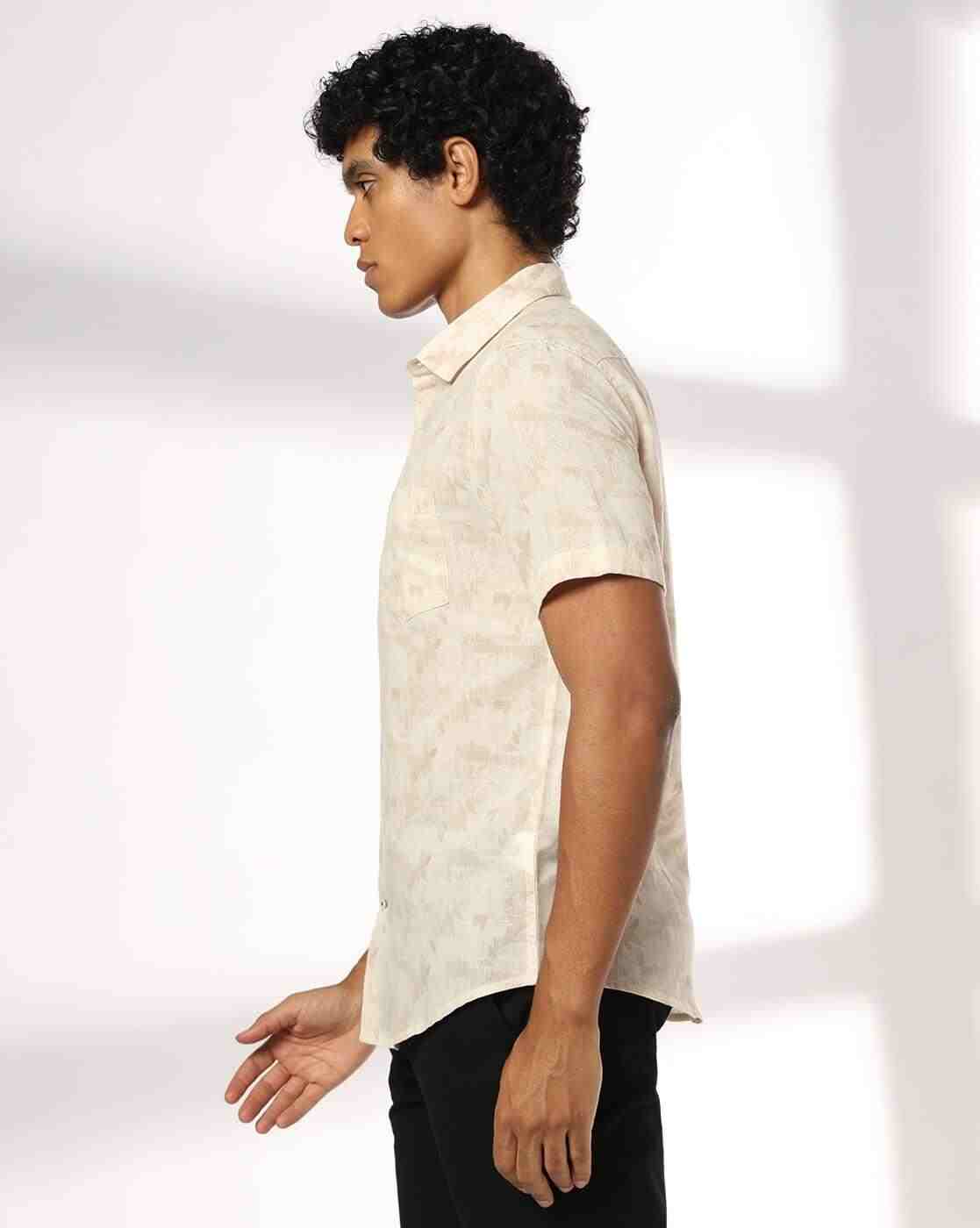 NETPLAY | Men Floral Print Slim Fit Shirt with Patch Pocket|1