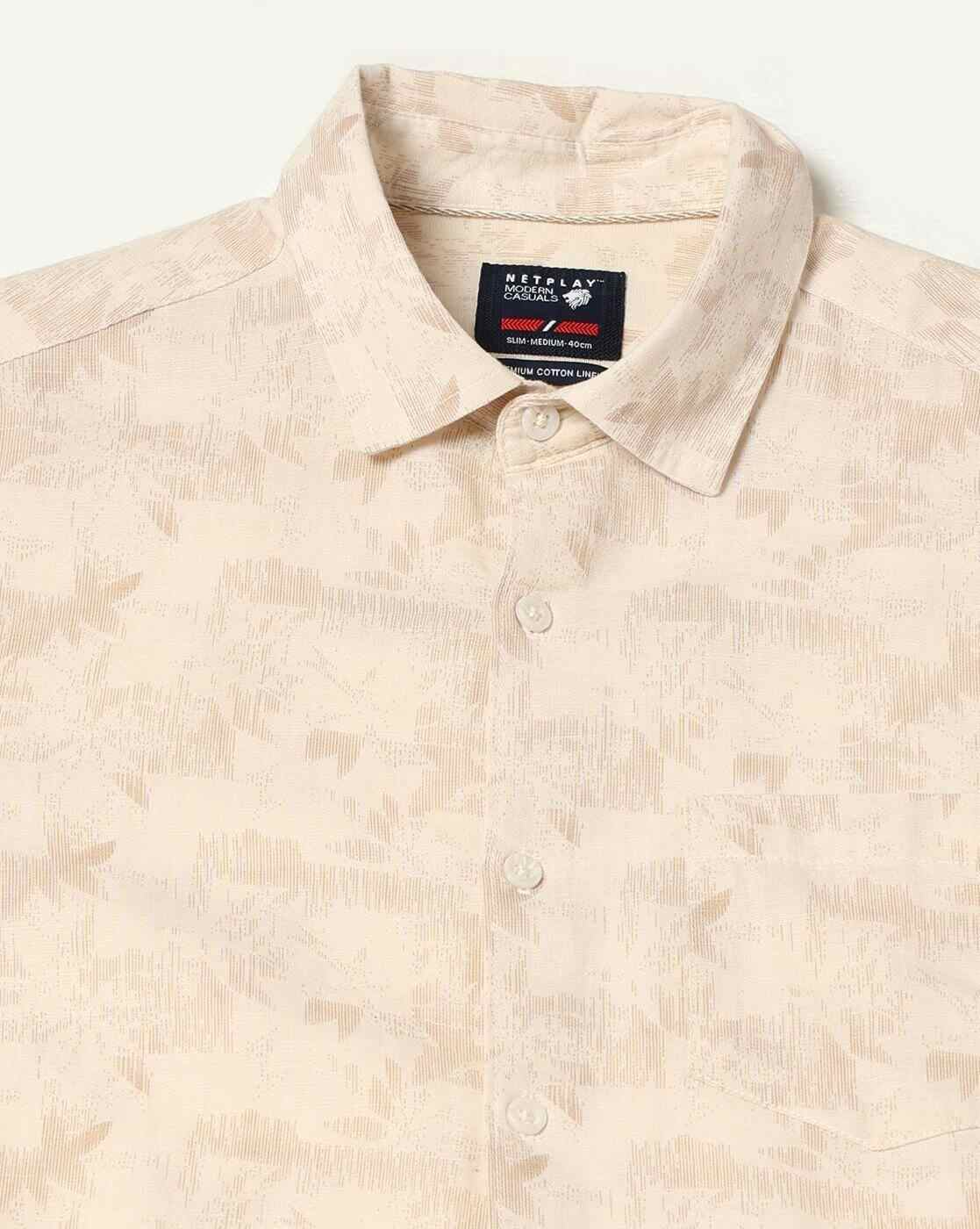 NETPLAY | Men Floral Print Slim Fit Shirt with Patch Pocket|4