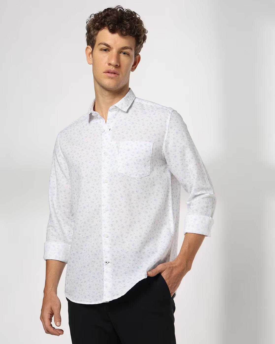 NETPLAY | Men Printed Slim Fit Full Sleeve Shirt|0