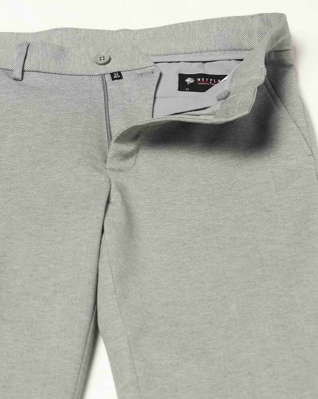 NETPLAY | Men Slim Fit Flat-Front Trousers|4