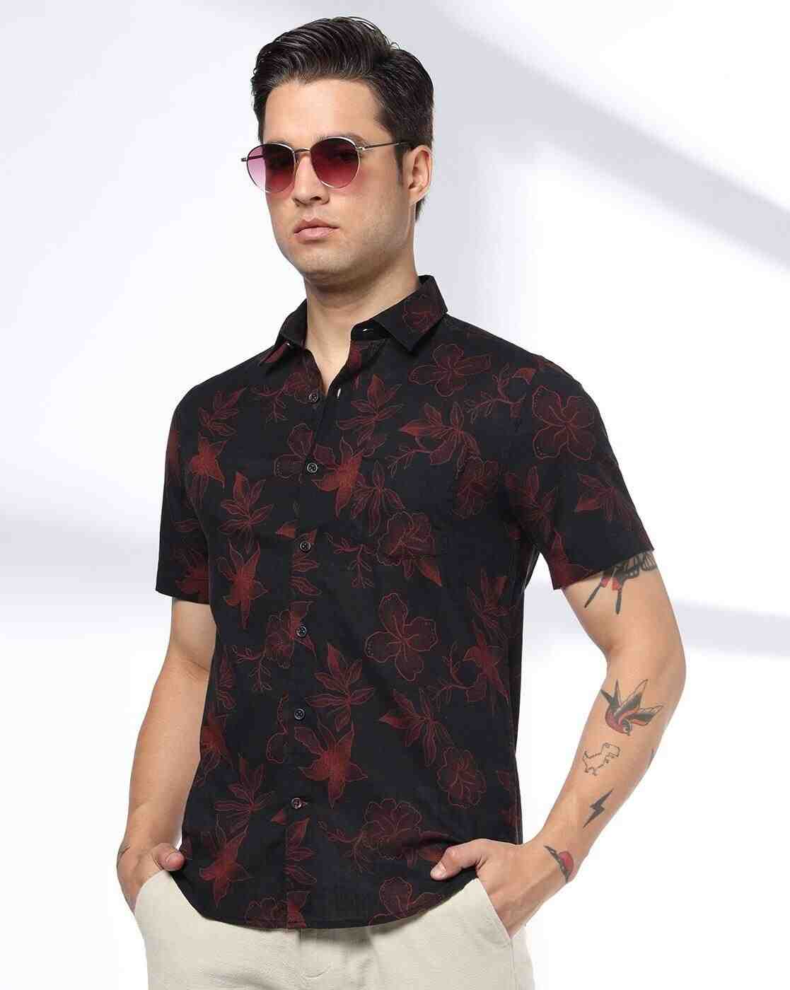 NETPLAY | Men Floral Print Regular Fit Shirt|0