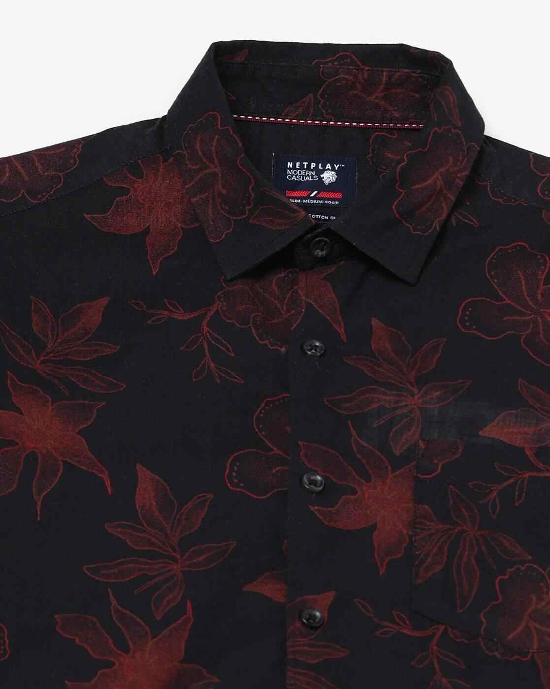 NETPLAY | Men Floral Print Regular Fit Shirt|5