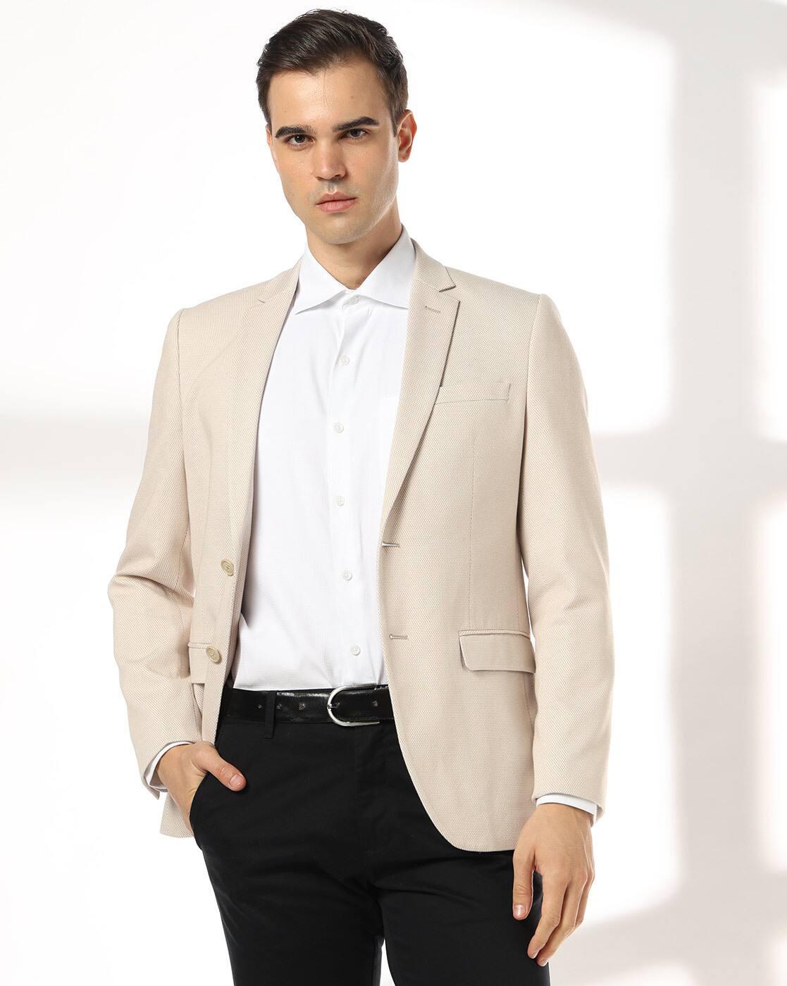 NETPLAY | Men Micro Birdseye Structured Slim Fit Single-Breasted Blazer|0