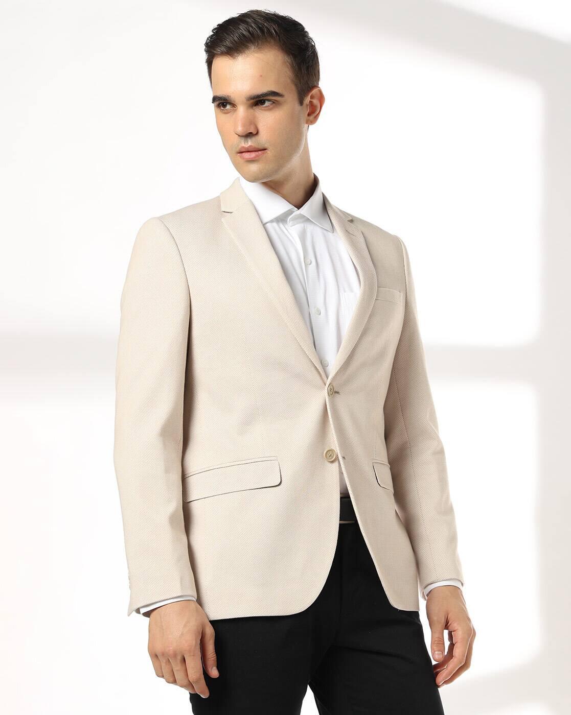 NETPLAY | Men Micro Birdseye Structured Slim Fit Single-Breasted Blazer|1