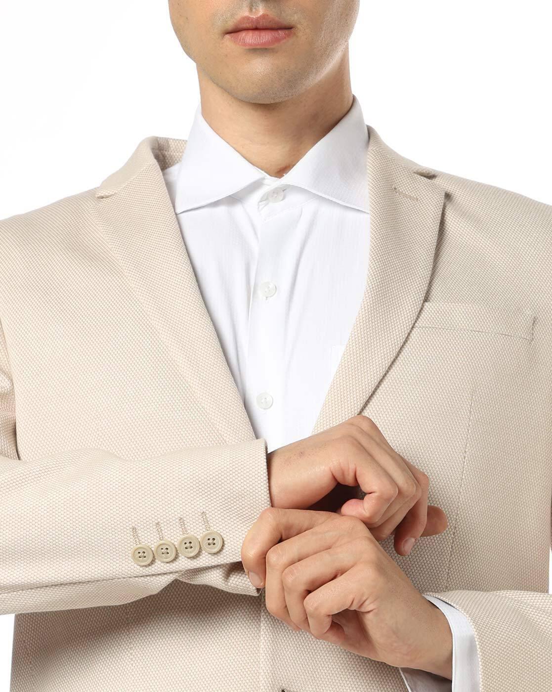 NETPLAY | Men Micro Birdseye Structured Slim Fit Single-Breasted Blazer|4