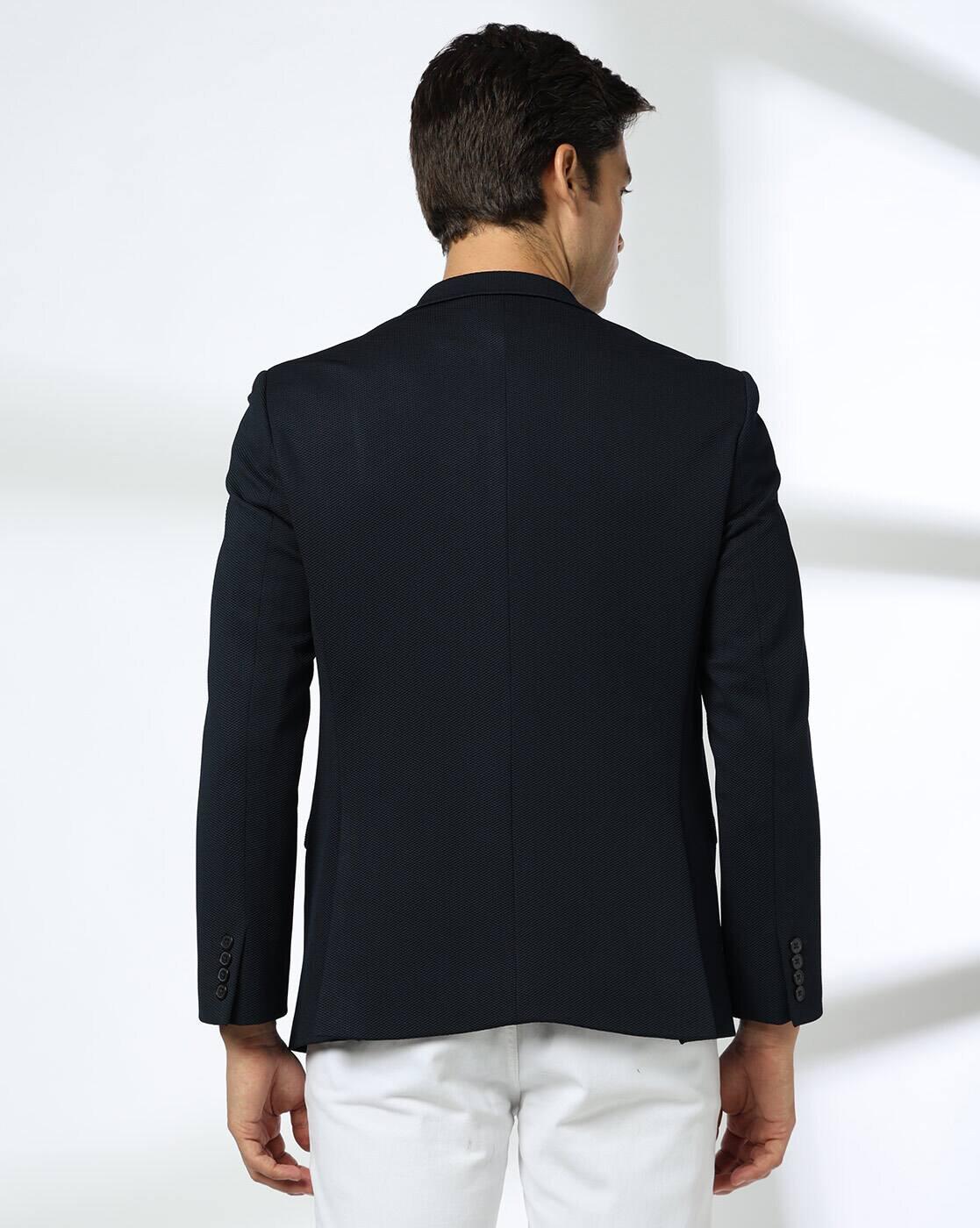 NETPLAY | Men Patterned Slim Fit Single-Breasted Blazer with Flap Pockets|2