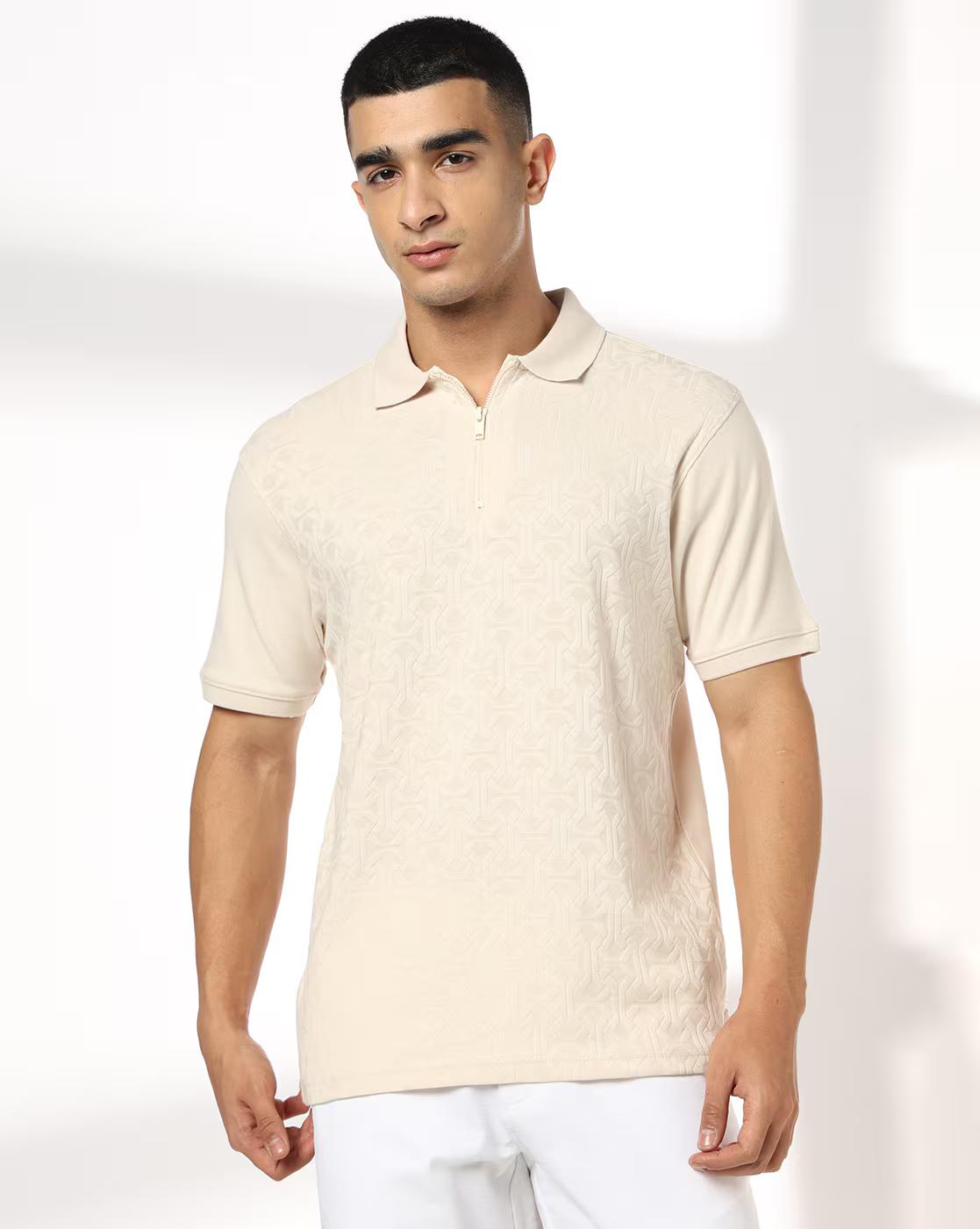 NETPLAY | Men Patterned Slim Fit Polo T-Shirt|0