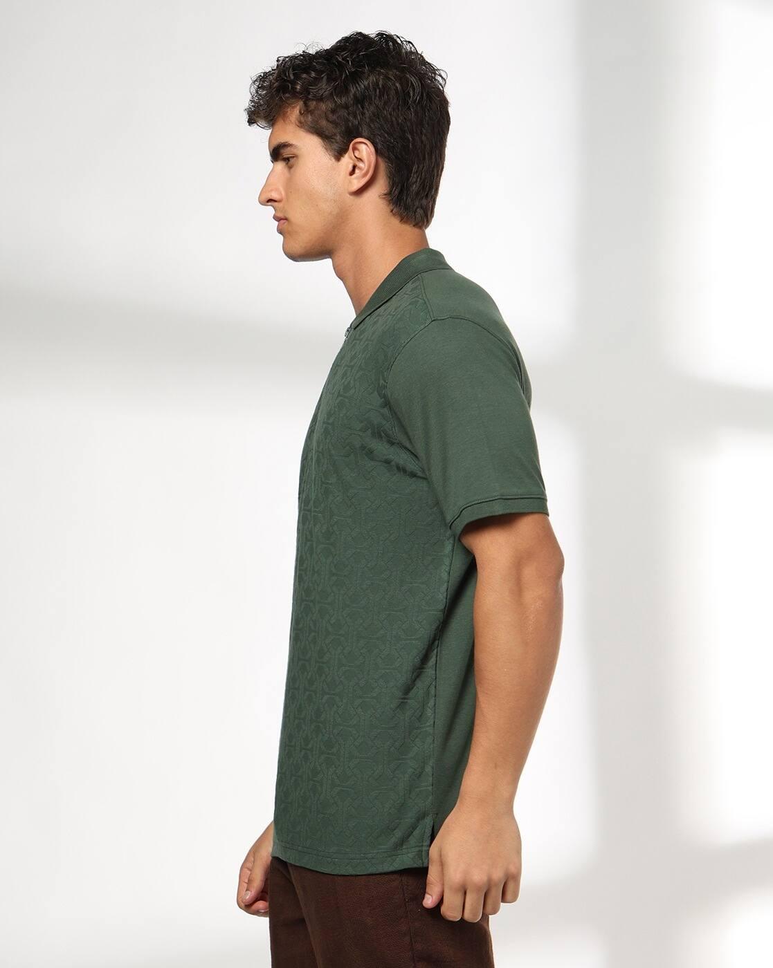 NETPLAY | Men Geometric Print Slim Fit Polo T-Shirt|1
