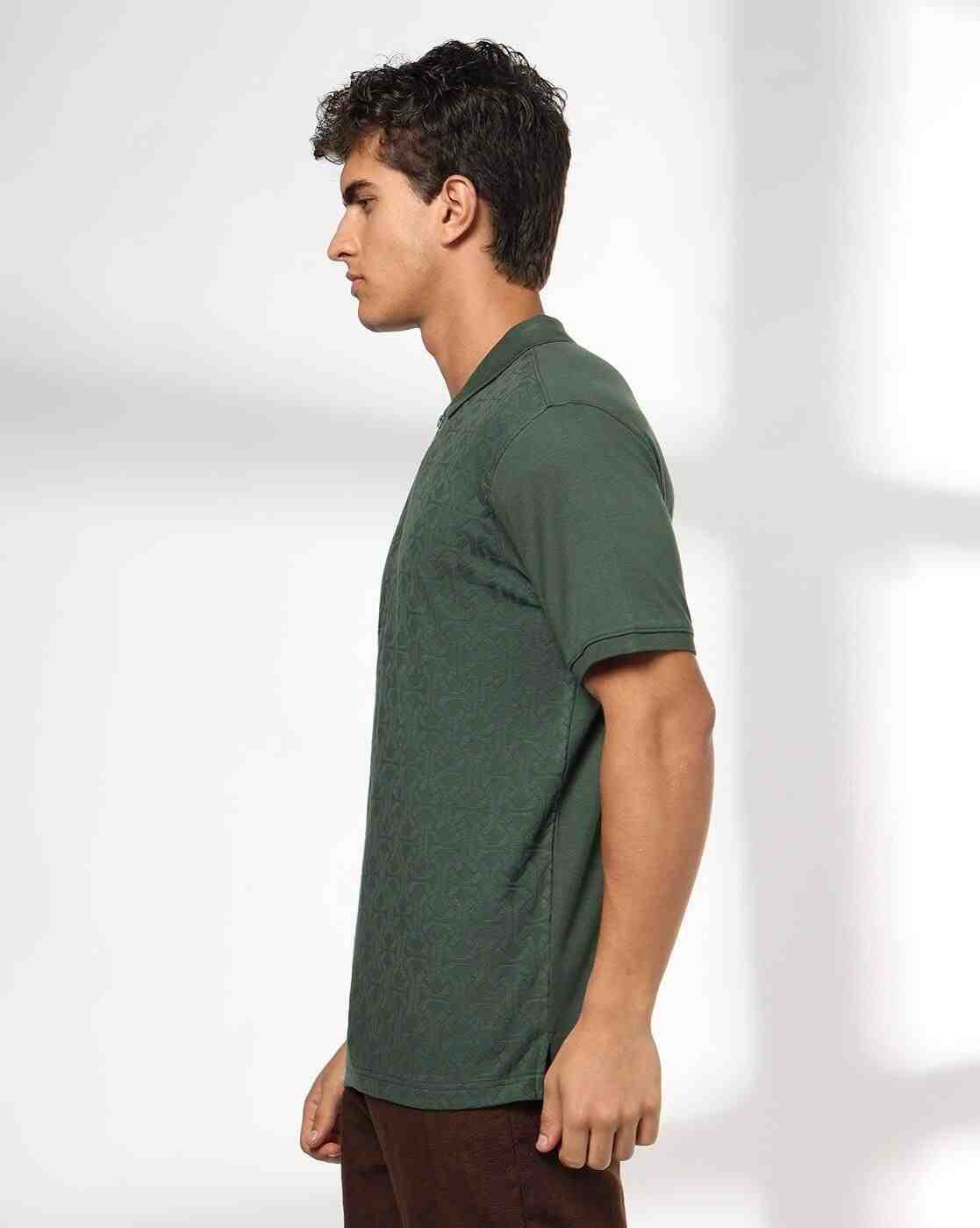 NETPLAY | Men Geometric Print Slim Fit Polo T-Shirt|1