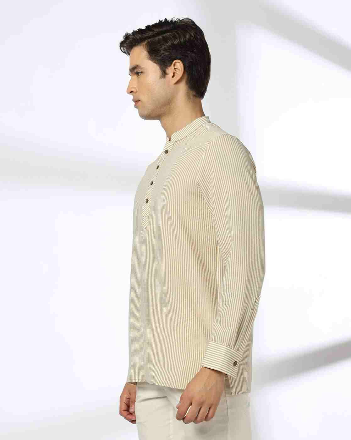 NETPLAY | Men Striped Slim Fit Short Kurta|1
