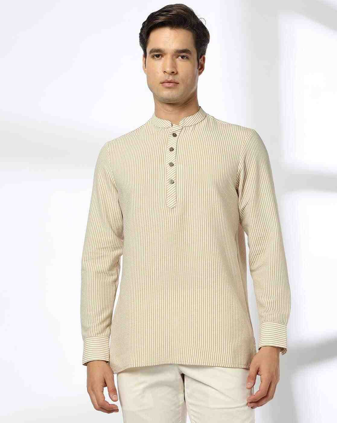 NETPLAY | Men Striped Slim Fit Short Kurta|3