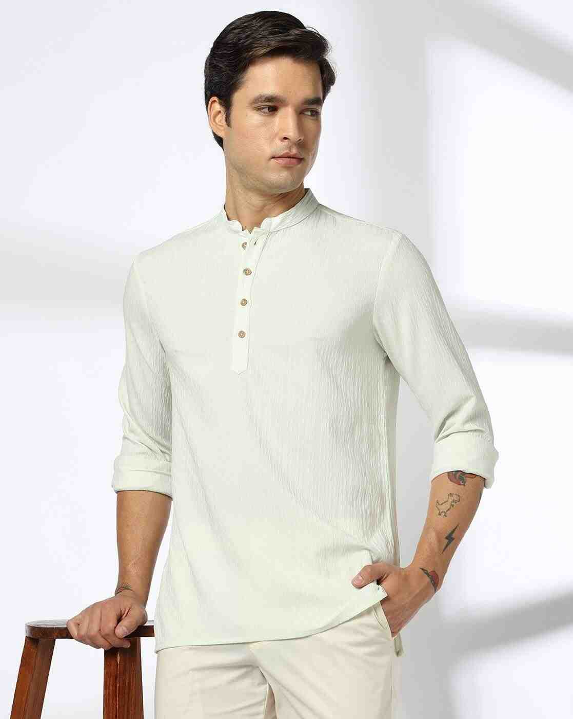 NETPLAY | Men Slim Fit Short Kurta|0