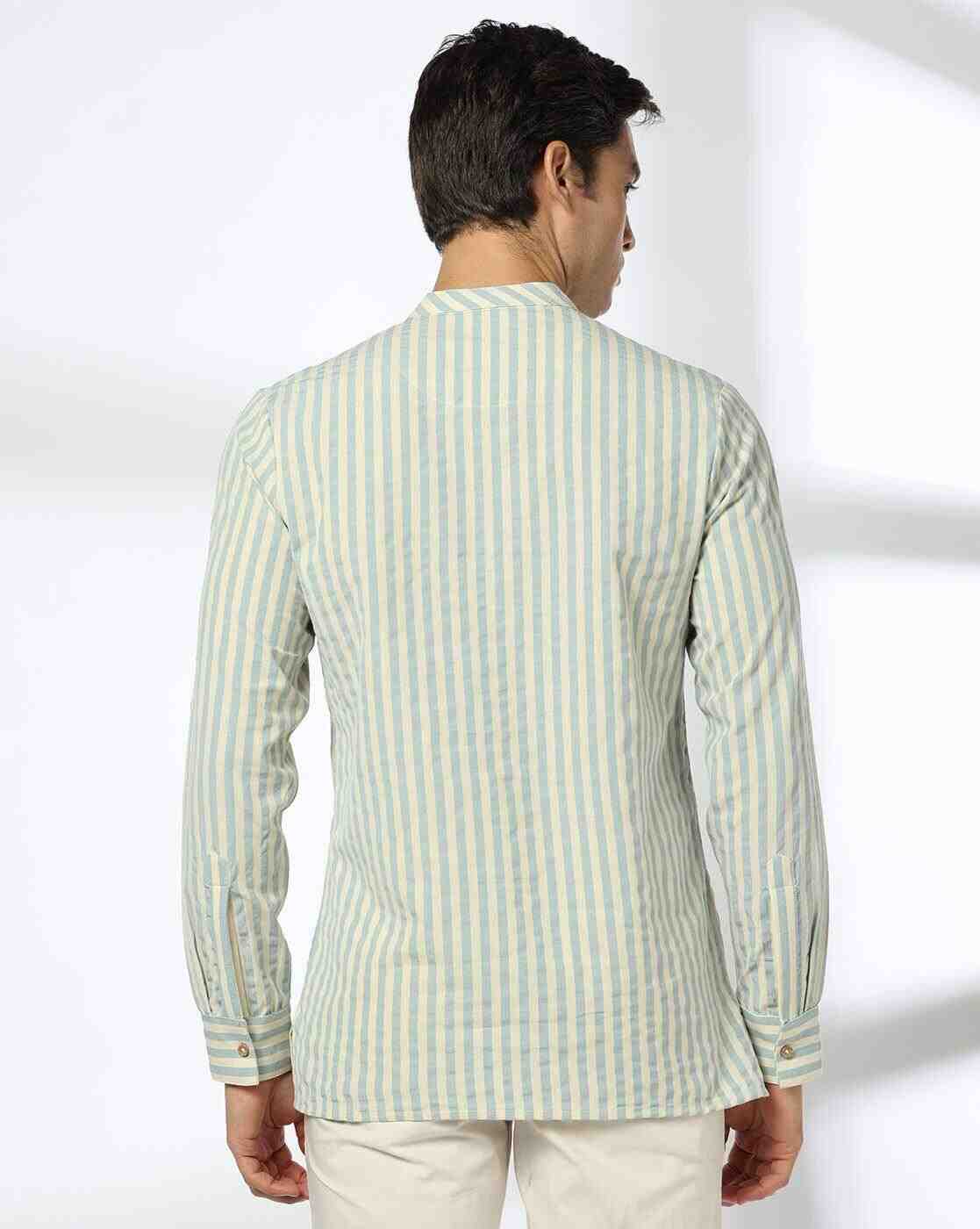 NETPLAY | Men Striped Slim Fit Cotton Short Kurta|2