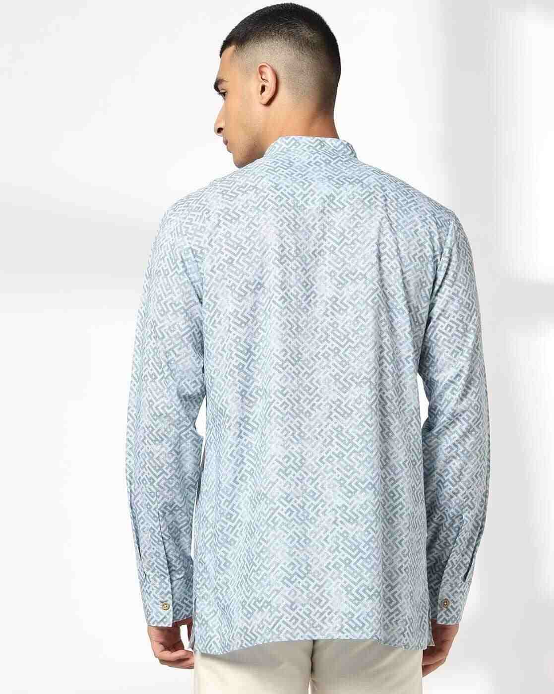 NETPLAY | Men Geometric Print Slim Fit Cotton Kurta|2