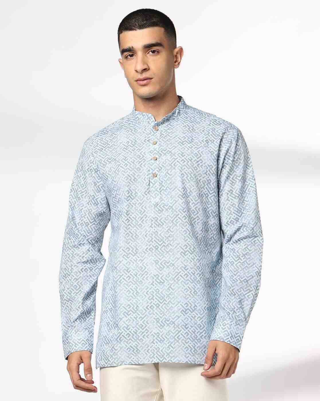 NETPLAY | Men Geometric Print Slim Fit Cotton Kurta|3