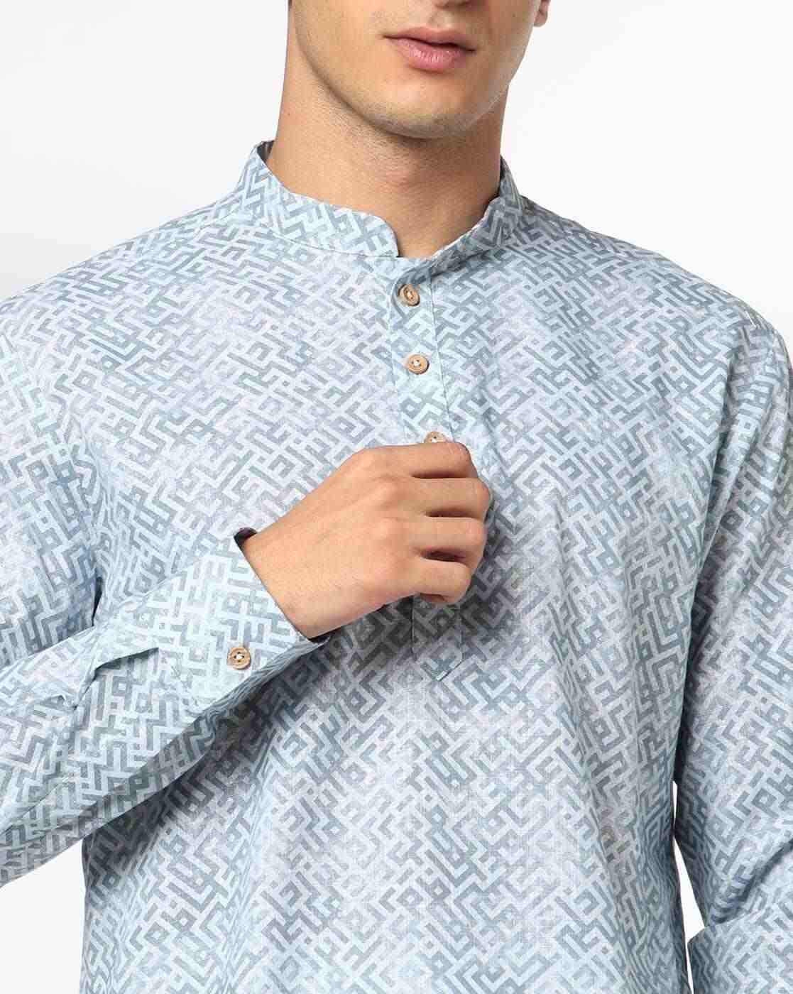 NETPLAY | Men Geometric Print Slim Fit Cotton Kurta|4