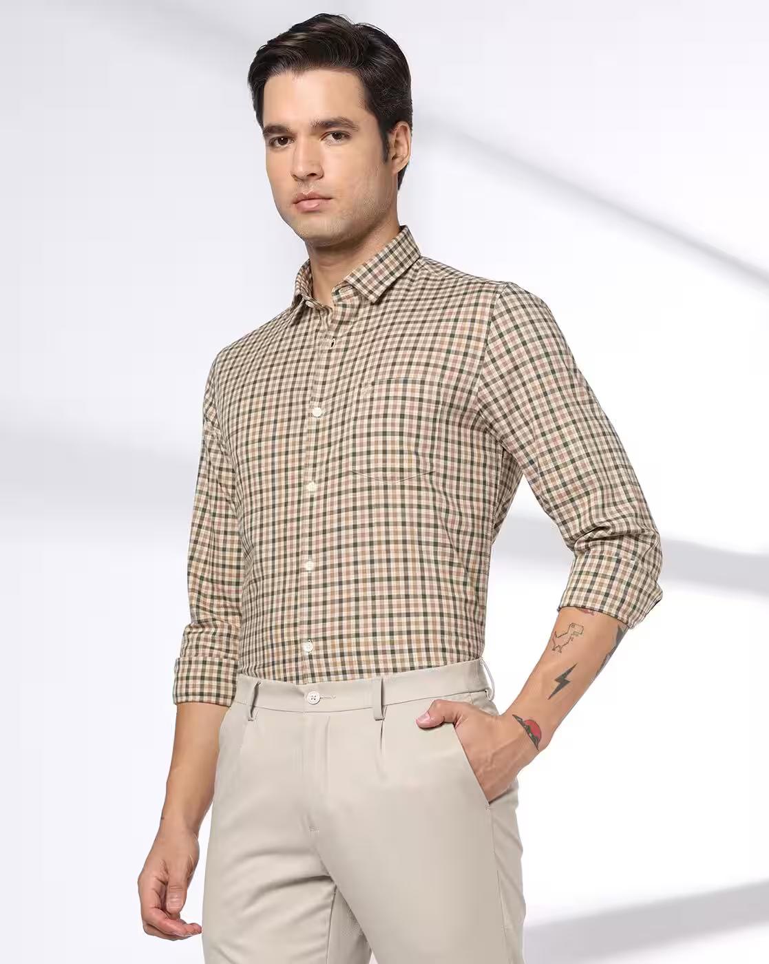 NETPLAY | Men Checks Slim Fit Classic Shirt|0