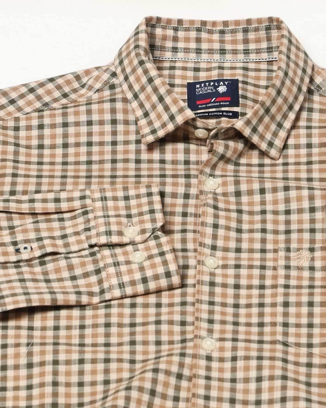NETPLAY | Men Checks Slim Fit Classic Shirt|6