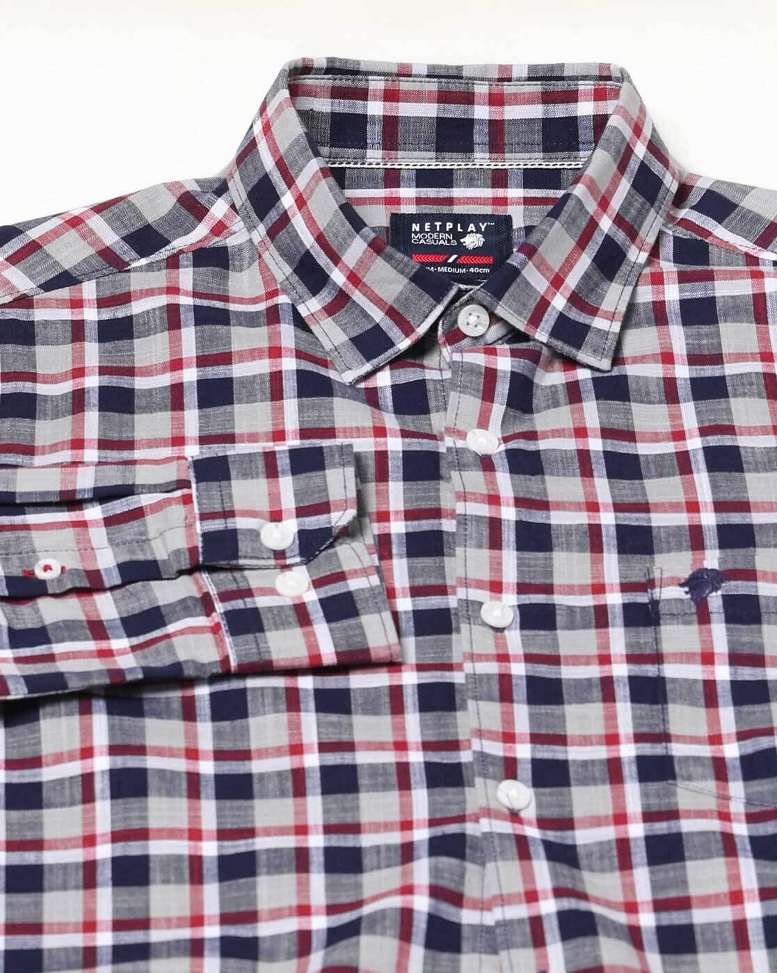 NETPLAY | Men Checks Slim Fit Classic Shirt|3