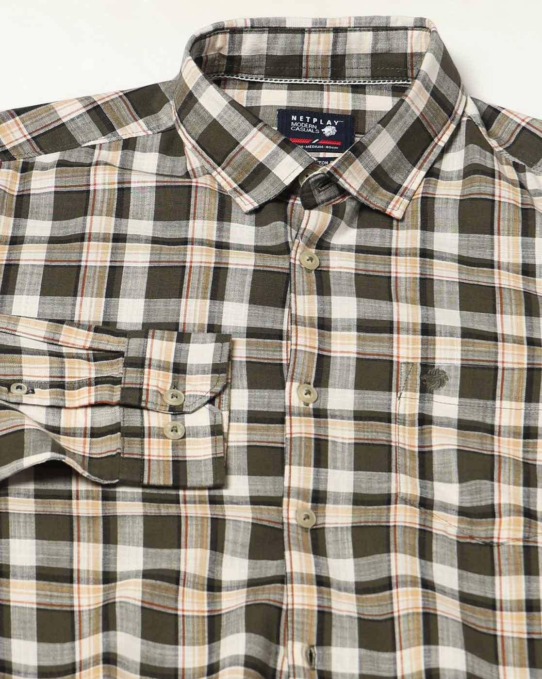 NETPLAY | Men Checks Slim Fit Classic Shirt|6